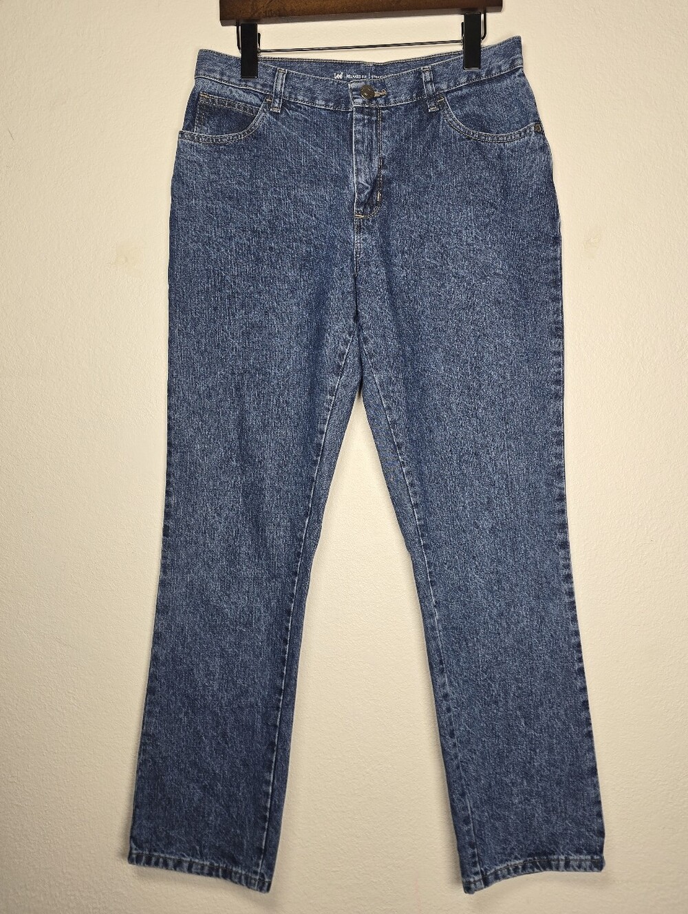 Lee Vintage Relaxed Fit Straight Leg Acid Wash Blue Jeans Size 8